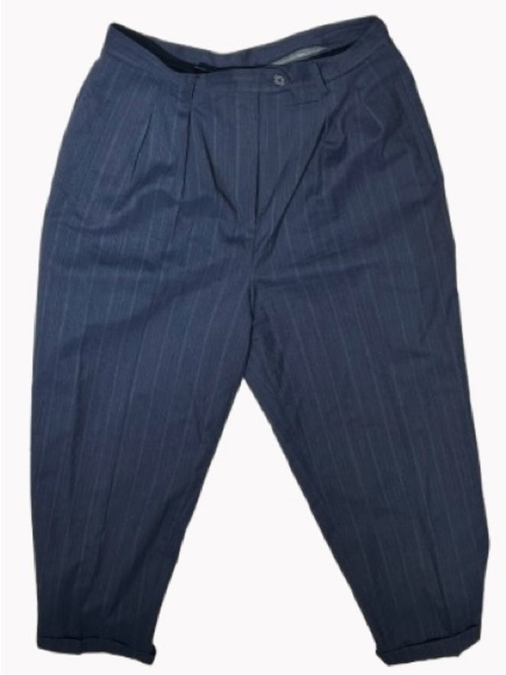 Vintage Wool RALPH LAUREN Blue Pants Large Striped Designer Women’s Suit Fall